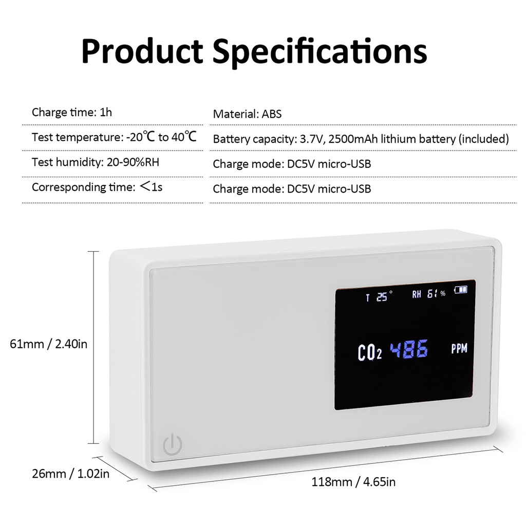 ลดล้างสต๊อก-เครื่องตรวจจับคุณภาพอากาศ-co2-พร้อมคาร์บอนไดออกไซด์-วัดอุณหภูมิไฟฟ้า