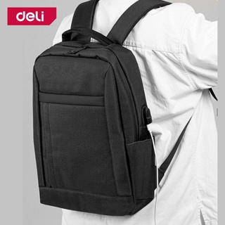 Deli กระเป๋าเป้ผู้ชาย เป้สะพายหลัง กระเป๋าโน๊ตบุ๊ค มีช่องเสียบ USB กันน้ำ ใช้งานได้นาน Office Bag
