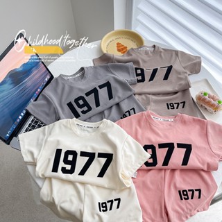 พร้อมส่ง ชุดเด็ก  เสื้อผ้าเด็ก เสื้อยืดแขนสั้น ผ้าวาฟเฟิล พิมพ์ลายตัวเลข และกางเกงขาสั้นDXT186