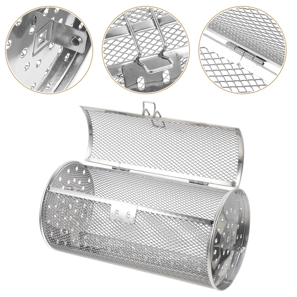 Basket Grill Rotisserie Steel Stainless Roaster Cage Oven Grillingbbq Drum Air Rolling Baskets