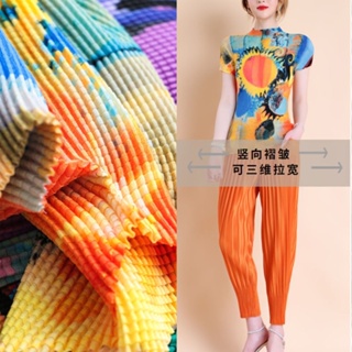 Miyake เสื้อท็อป ผ้าชีฟอง จับจีบ เข้ารูป เข้ากับทุกการแต่งกาย แฟชั่นฤดูร้อน สําหรับผู้หญิง 2023