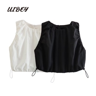 Uibey เสื้อกั๊ก คอกลม สีพื้น อเนกประสงค์ 6336