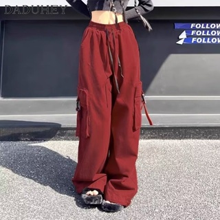 DaDuHey🎈 American Style Retro Casual Pants Overalls Women Hiphop High Waist Loose Straight Wide Leg Mop Pants