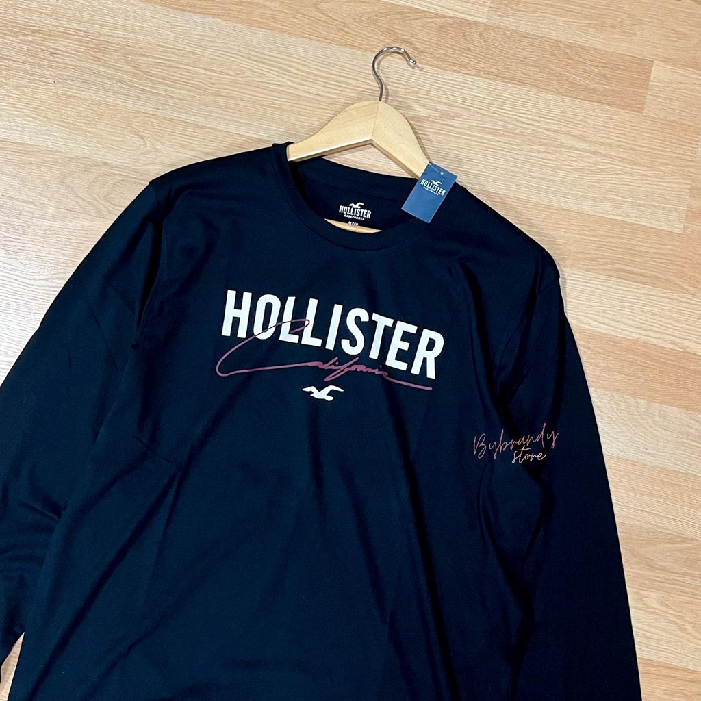 เสื้อยืดแขนยาว-เสื้อแขนยาว-คอกลม-ผ้าคัตต้อน-เบาสบาย-hollister-แท้