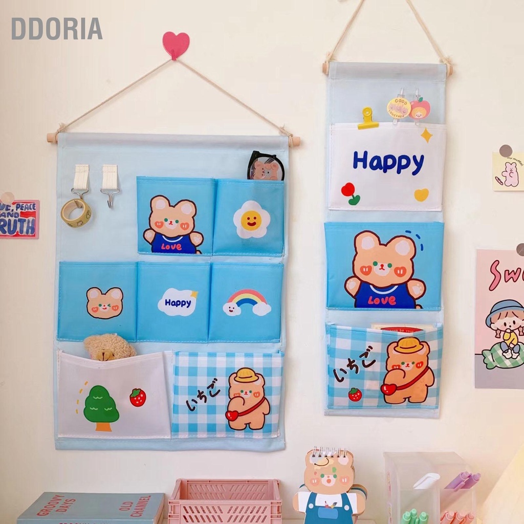 ddoria-แขวนผนังกระเป๋าเก็บผ้าประตูติดผนังกระเป๋าเก็บของตกแต่งบ้านสำหรับหอพักข้างเตียงตู้เสื้อผ้า