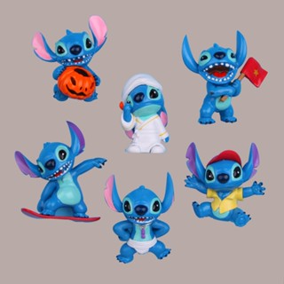 ของขวัญฮาโลวีน แม่เหล็กติดตู้เย็น ลายการ์ตูน Lilo and Stitch น่ารัก ของขวัญวันเกิด สําหรับตกแต่งบ้าน 6 ชิ้น  ลายการ์ตูนน่ารัก แม่เหล็กจิ๋ว