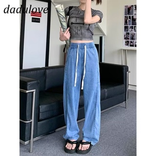 DaDulove💕 New American Ins High Street Drawstring Jeans Niche High Waist Elastic Wide Leg Pants Large Size Trousers