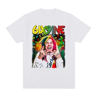 มีความสุข เสื้อยืด 6ix9ine Tekashi69 เสื้อยืดวินเทจ ฮิปฮอป แร็ปเปอร์ 69 ผ้าฝ้ายผู้ชาย ใหม่ TEE  เสื้อผู้หญิง