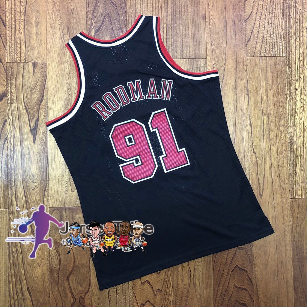 เสื้อกีฬาบาสเก็ตบอล-nba-chicago-bulls-91-denis-rodman-1997-98-สีดํา-สําหรับผู้ชาย-264073