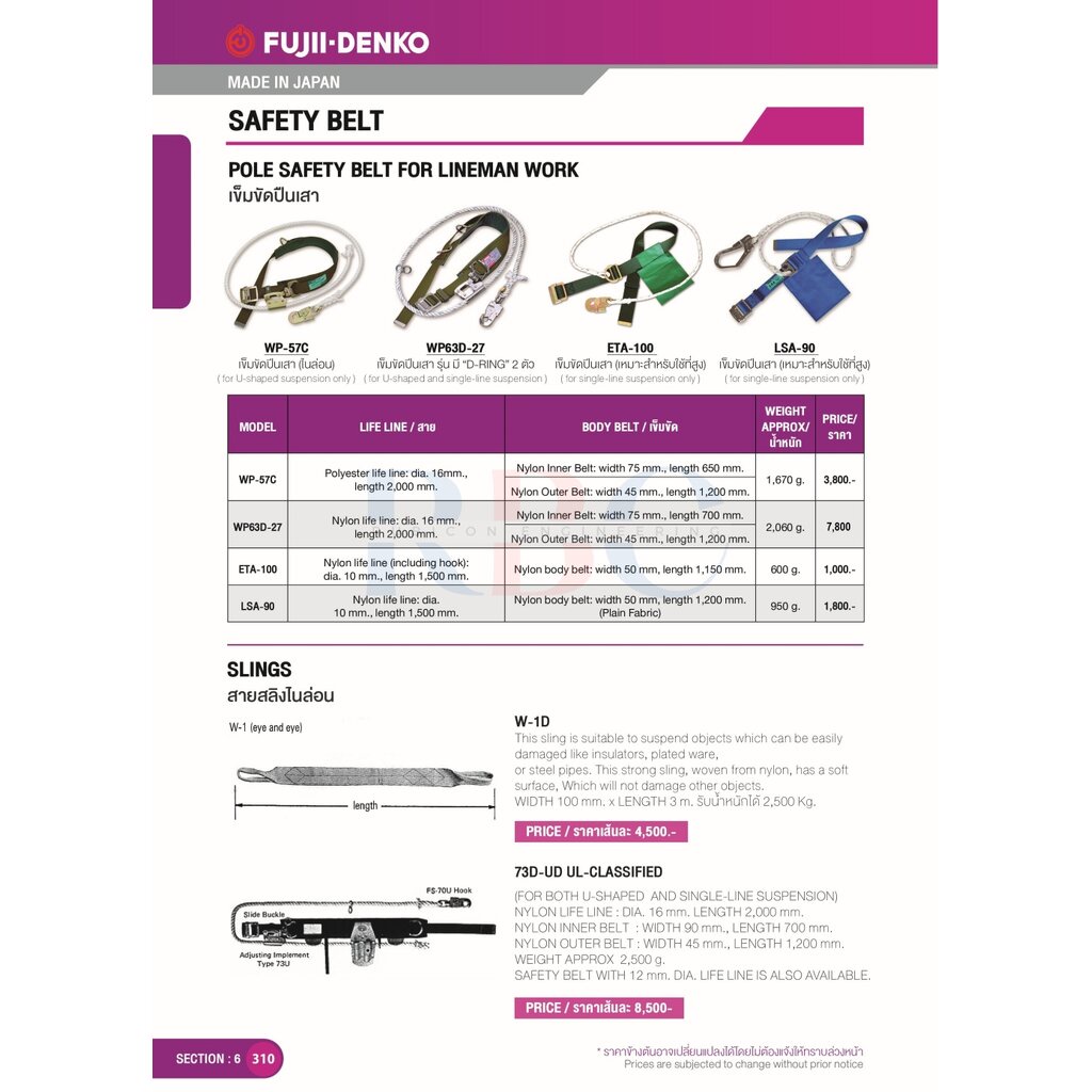 fujii-denko-wp-57c-เข็มขัดปีนเสา-ไนล่อน