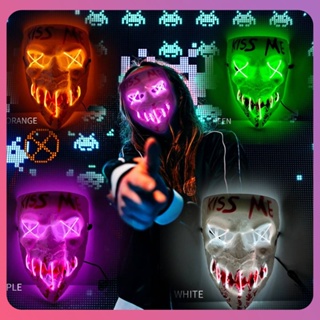 Creative Scary Halloween Led Glowing Mask หน้ากากฮาโลวีนสยองขวัญคุณภาพสูง Kiss Me Mask Cosplay Party Mask อุปกรณ์ฮาโลวีน [COD]
