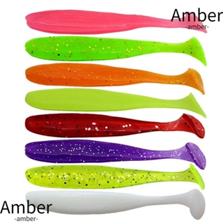 Amber เหยื่อตกปลาพลาสติก PVC รูปหนอน 6 ซม. 7 ซม. คุณภาพสูง 10 สี 50 ชิ้น