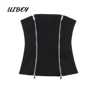 Uibey Chain Smock Peplum เสื้อสายเดี่ยว สุดเซ็กซี่ 8819