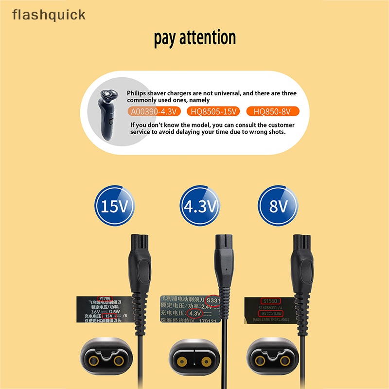 flashquick-สายชาร์จ-usb-คุณภาพสูง-สีดํา-สําหรับเครื่องโกนหนวดไฟฟ้า-philips-a00390-hq8505