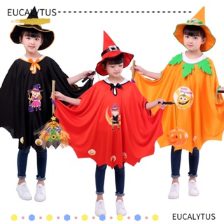 Eutus เสื้อคลุมฟักทอง พร้อมหมวก ผ้าถัก อุปกรณ์ประกอบฉากคอสเพลย์ฮาโลวีน สําหรับเด็ก ปาร์ตี้ฮาโลวีน