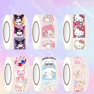 SANRIO สติกเกอร์ ลาย Hello Kitty Kuromi My Melody น่ารัก สําหรับตกแต่งแล็ปท็อป 200 ชิ้น ต่อม้วน