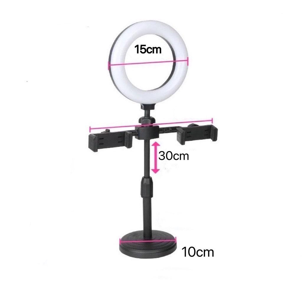 ขาตั้งโทรศัพท์-ขาตั้งกล้องมือถือ-ขาตั้งไลฟ์สด-หลอดไฟ-led-15cm-พร้อมที่จับมือถือ-2ตัว-ชุดไลฟ์สด-ปรับหมุนได้-360-องศา