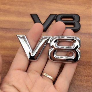 สติกเกอร์โลโก้ 3D V8 โลหะอัลลอย โครเมี่ยม สําหรับติดตกแต่งรถยนต์ รถบรรทุก V8