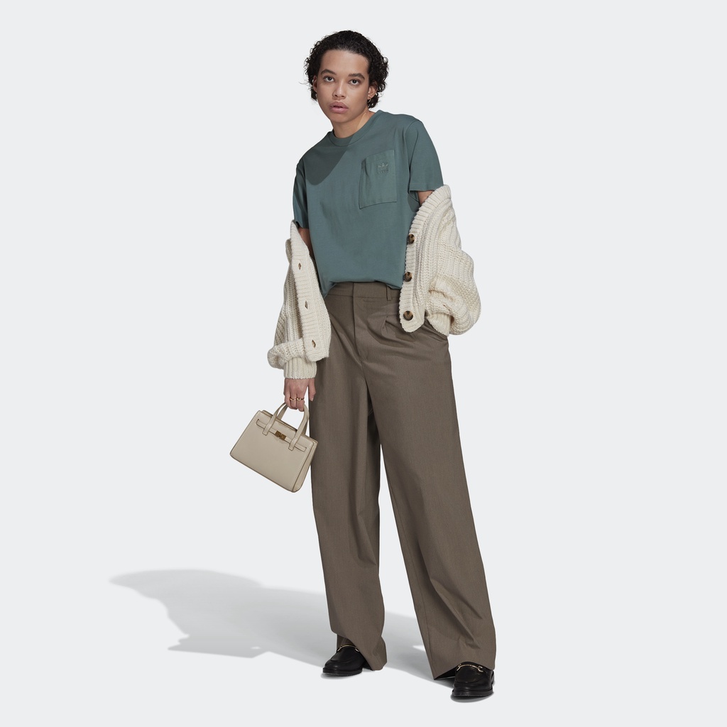 adidas-ไลฟ์สไตล์-เสื้อยืดผ้าทวิลมีกระเป๋า-ผู้หญิง-สีเขียว-he4675
