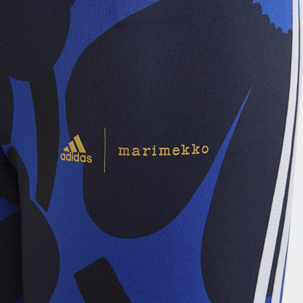 adidas-เทรนนิง-กางเกงเทรนนิงรัดรูปลายดอกไม้-marimekko-primegreen-aeroready-3-stripes-เด็ก-สีน้ำเงิน-h38846