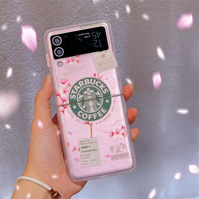 เคสโทรศัพท์มือถือแบบแข็ง-ฝาพับ-ลายดอกไม้-สีชมพู-หรูหรา-สําหรับ-samsung-galaxy-z-flip-3-4-5g-z-flip3-flip4