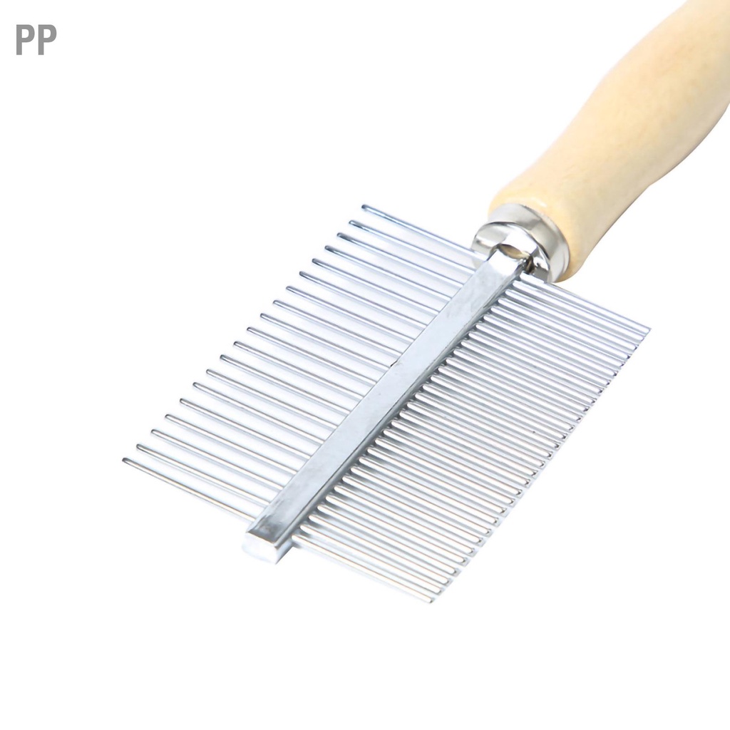 pp-หวีสัตว์เลี้ยงสองแถวด้ามไม้อเนกประสงค์-pet-grooming-comb-สำหรับสุนัขแมวสัตว์เลี้ยง