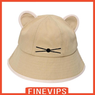 [Finevips] หมวกบักเก็ต ป้องกันแดด รูปหูแมว เหมาะกับชายหาด สไตล์ชาวประมง สําหรับผู้หญิง ตั้งแคมป์ กิจกรรมกลางแจ้ง