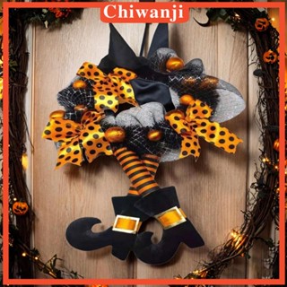 [Chiwanji] พวงหรีดต้อนรับ ลาย Happy Halloween พร้อมริบบิ้น สําหรับตกแต่งหน้าต่าง ระเบียง วันหยุด