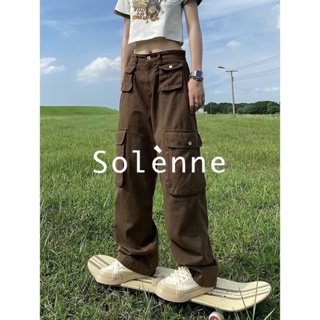 Solenne  กางเกงขายาว คาร์โก้ กางเกง ย้อนยุค 2023 NEW สไตล์เกาหลี Chic สบาย Stylish A93L3JK 36Z230909