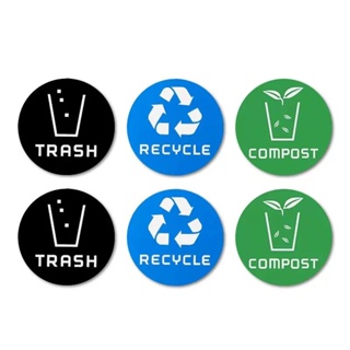 Hot Sale# spot hot sale 4-inch black trash can blue circulation self-adhesive green recyclable logo waterproof 8cc