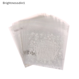 [Brightnessdin1] ถุงพลาสติกใส มีกาวในตัว ลาย Thank You สําหรับใส่ขนมคุกกี้ 100 ชิ้น