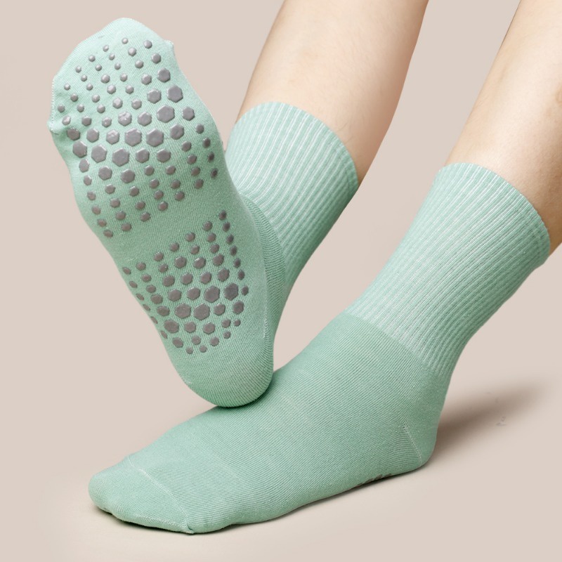 ถุงเท้าซิลิโคน-กันลื่น-ระบายอากาศได้ดี-สีพื้น-สําหรับเล่นโยคะ-พิลาทิส