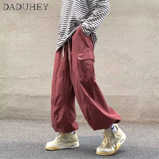 DaDuHey🔥 Mens American Style Mechanical Style Large Pocket Cargo Pants 2023 New Fashion Brand Hip Hop Solid Color Loose Casual Pants