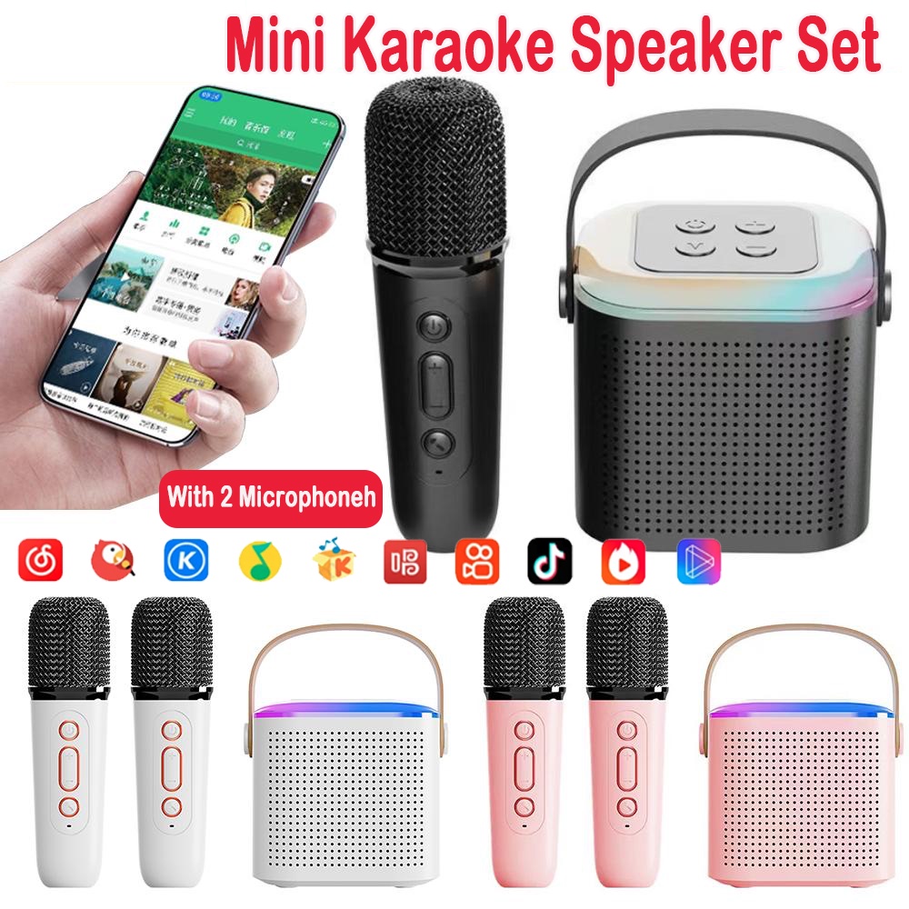 พร้อมส่ง-ลําโพงไมโครโฟนร้องเพลง-ร้องเพลงคาราโอเกะ-บลูทูธไร้สาย-rgb-รองรับ-usb-t-ขนาดพกพา