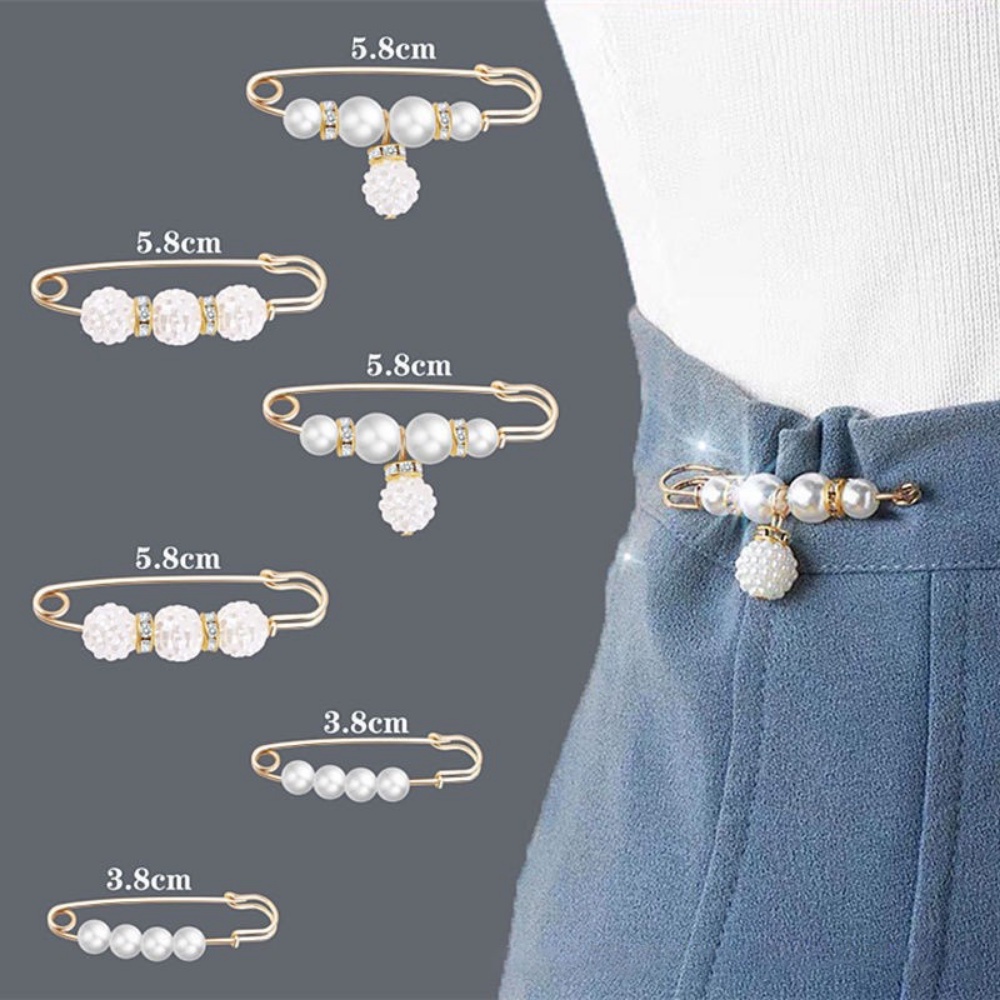 ภาพสินค้าA HELLO GIRL Waist Pin Women's Trousers Pin Buckle Big Change Small Anti-failure Word Pin Pearl Brooch Collar Pin Adjustment Clothes จากร้าน elegant.th บน Shopee ภาพที่ 4