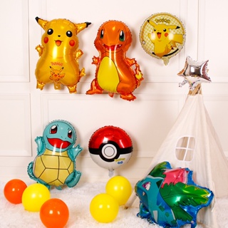 ฟิกเกอร์โปเกม่อน Pikachu Charmander Squirtle Bulbasaur แบบฟิล์มอลูมิเนียม สําหรับตกแต่งปาร์ตี้วันเกิดเด็ก