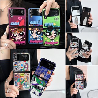 เคสโทรศัพท์มือถือแบบกระจกแข็ง กันกระแทก ลายการ์ตูนกระต่ายน่ารัก สําหรับ Samsung Galaxy Z Flip 4 5G Z Flip 3 Flip5