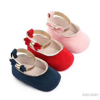 Babygarden- รองเท้าเจ้าหญิง พื้นนิ่ม กันลื่น ประดับโบว์ สีแดง สีชมพู สีกรมท่า สําหรับเด็กผู้หญิง