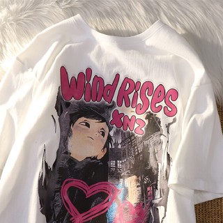 เสื้อยืดแขนสั้น พิมพ์ลายการ์ตูน ทรงหลวม ขนาดใหญ่ สไตล์ฮาราจูกุ วินเทจ แฟชั่นฤดูร้อน สําหรับผู้ชาย และผู้หญิง