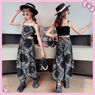 Girls Camisole Suit Anti-mosquito Pants เซ็ตสองชิ้นหลังสวย