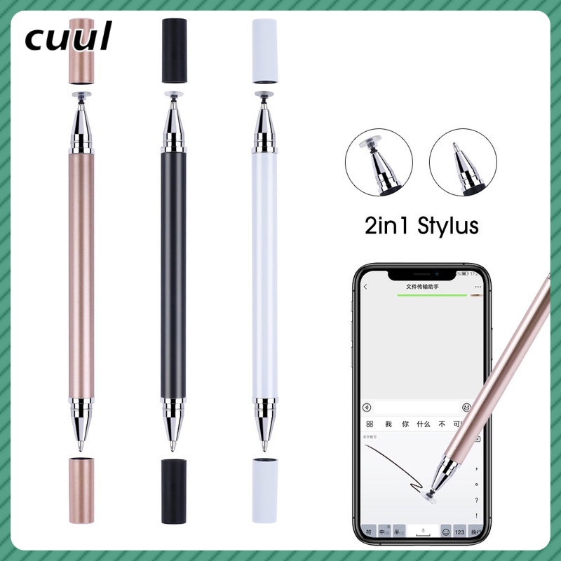2-in-1ปากกาโทรศัพท์-ปากกาทัชสกรีน-ปากกาสไตลัสสากลสำหรับแท็บเล็ตมือถืออุปกรณ์โทรศัพท์-android-วาดแท็บเล็ตหน้าจอ-capacitive-ปากกาสัมผัส-หัวคู่-cod