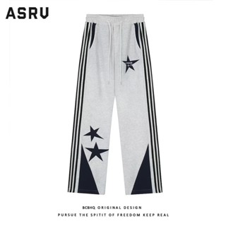ASRV กางเกงผู้ชาย ยอดนิยม ใหม่ เอวกลาง แฟชั่นไทด์ แบรนด์ลำลอง หลวม ลายทาง กางเกงวอร์มทุกคู่