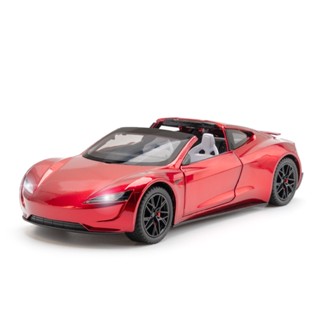 โมเดลรถยนต์ สเกล 1:24 Tesla Roadster อัลลอย ของเล่นสําหรับเด็กผู้ชาย ของขวัญวันเกิด