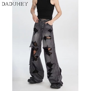 DaDuHey🔥 American Style Ins Trend Handsome Casual Pants Mens 2023 Summer New High Street All-Matching Ripped Jeans
