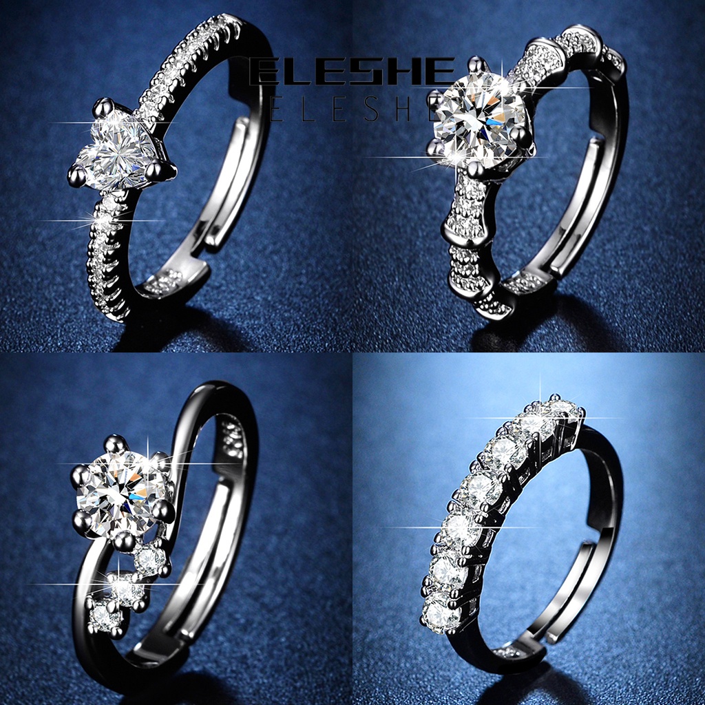eleshe-jewelry-แหวนเพชรโมอิส-เงิน-925-เรียบง่าย-สําหรับผู้หญิง-m069