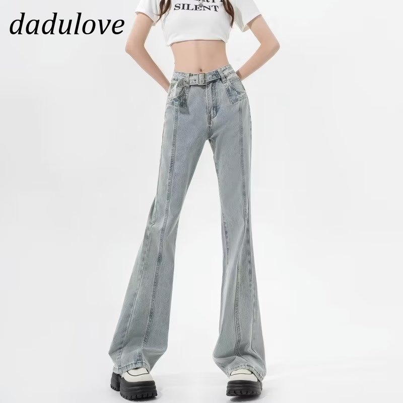 dadulove-new-american-ins-high-street-retro-jeans-small-crowd-high-waist-micro-flared-pants-large-size-trousers