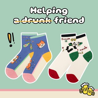 emmtee.emmbee - ถุงเท้าข้อสั้น Helping a drunk friend 1