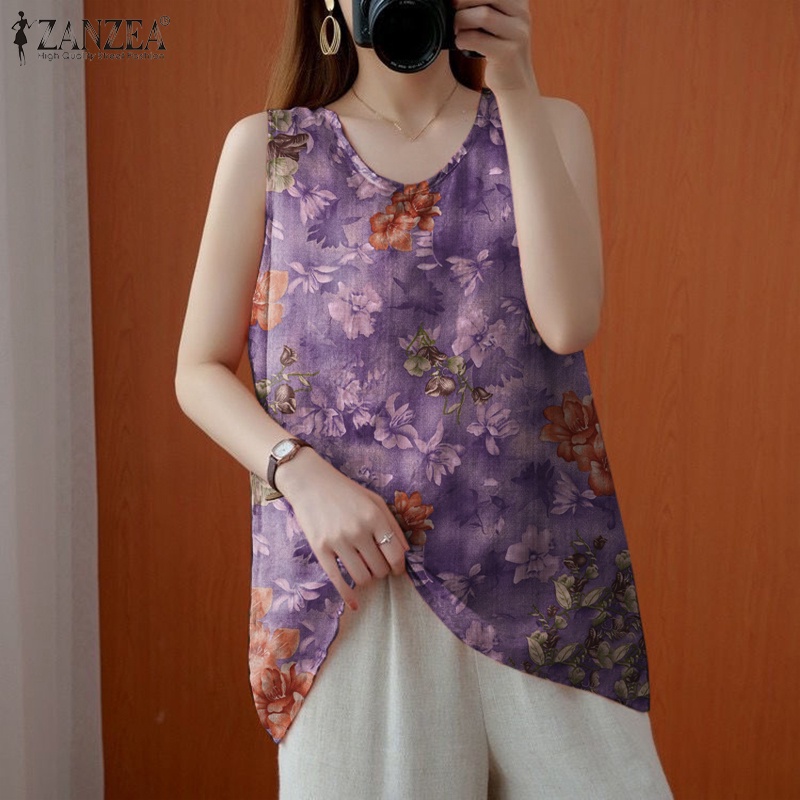 zanzea-celmia-เสื้อกล้ามลําลอง-คอกลม-แขนกุด-พิมพ์ลาย-สําหรับผู้หญิง