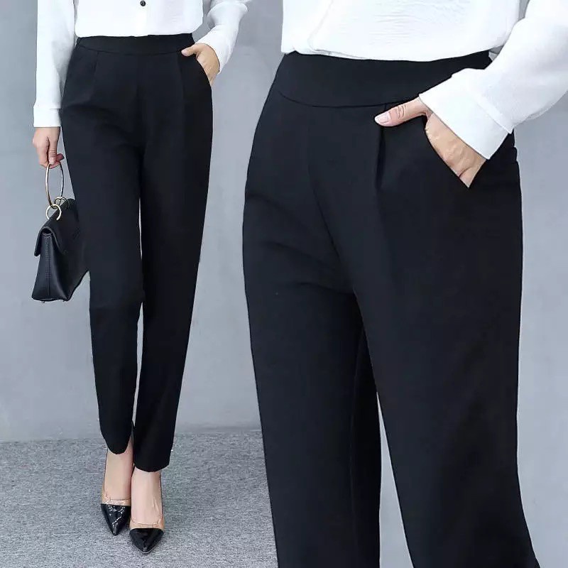 มีราคาขายส่ง-กางเกงขาสามส่วนสตรีแฟชั่นลำลองสไตล์เกาหลีเอวสูงหลวมและสวมใส่สบาย