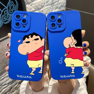 Compatible For Reno 10 Pro+ OPPO A98 A58 A38 A18 A78 A17 A17K A74 A95 A96 A76 A16 A54 A15 A53 A52 A92 A91 A93 A31 A5 A9 2020 A7 A12 A5S F11 F9 เคสโทรศัพท์มือถือ ซิลิโคน ลายการ์ตูนชินจังจอมแก่น สีฟ้า สําหรับ